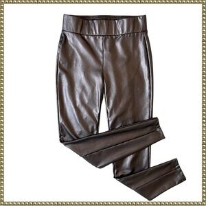 Loft Vegan Leather Skinny Leggings Brown Silver XS